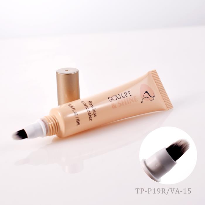 No Drip airless cosmetic tubes with brush applicator